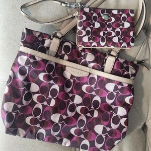Coach Pink and Purple Patterned Women's Bag Set